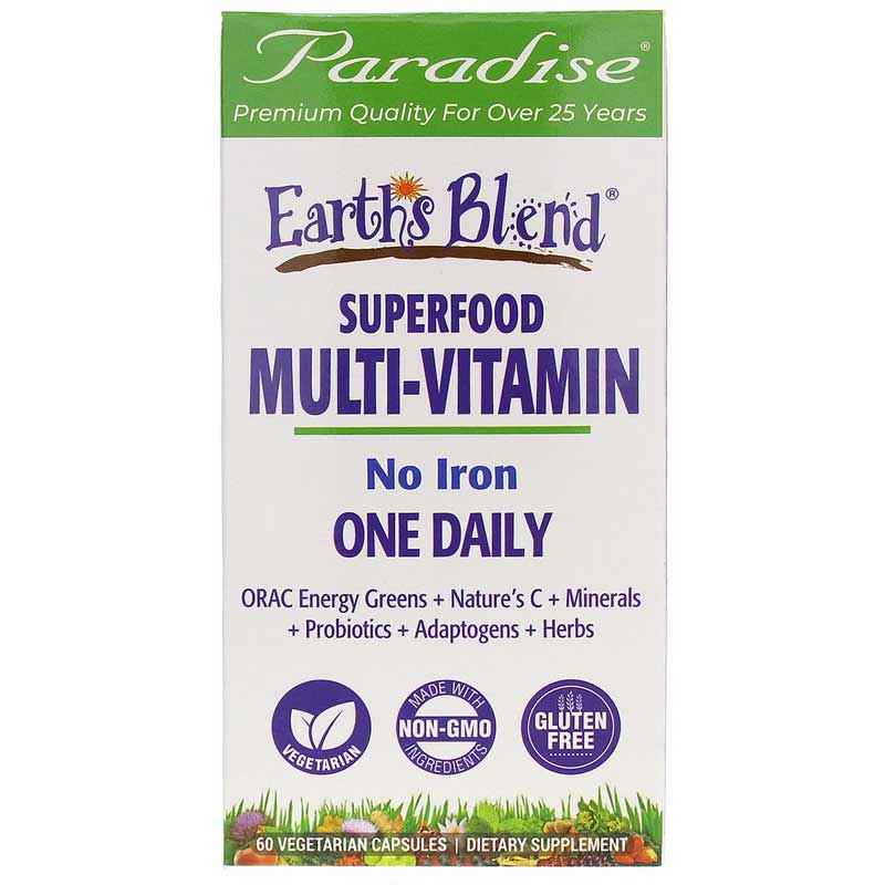 Earth’s Blend Superfood Multivitamin No Iron, Paradise Herbs